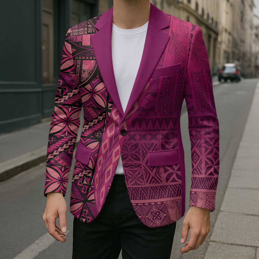 Samoan Pacific Tribal Flower Geometric Art Tattoos Blazer Siapo Pattern Romantic Rose LT03 - Polynesian Pride