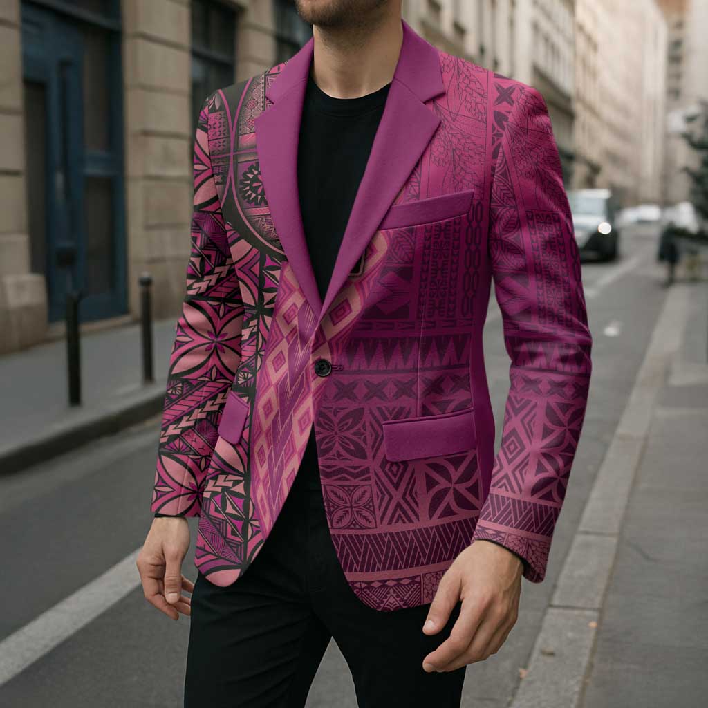 Samoan Pacific Tribal Flower Geometric Art Tattoos Blazer Siapo Pattern Romantic Rose LT03 - Polynesian Pride