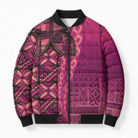 Samoan Pacific Tribal Flower Geometric Art Tattoos Bomber Puffer Jacket Siapo Pattern Romantic Rose - Polynesian Pride
