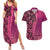 Samoan Pacific Tribal Flower Geometric Art Tattoos Couples Matching Summer Maxi Dress and Hawaiian Shirt Siapo Pattern Romantic Rose - Polynesian Pride