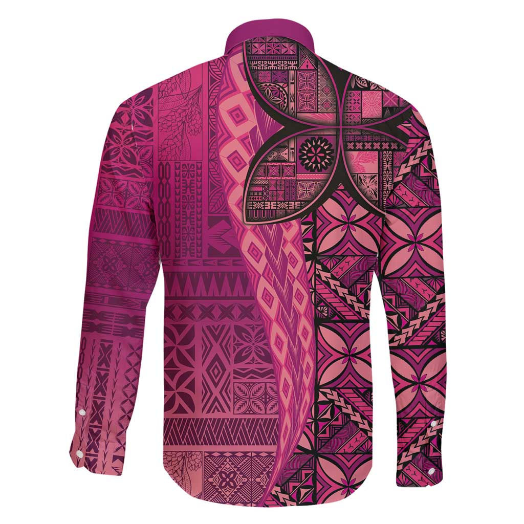 Samoan Pacific Tribal Flower Geometric Art Tattoos Family Matching Off Shoulder Maxi Dress and Hawaiian Shirt Siapo Pattern Romantic Rose - Polynesian Pride