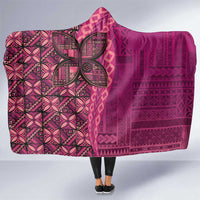Samoan Pacific Tribal Flower Geometric Art Tattoos Hooded Blanket Siapo Pattern Romantic Rose - Polynesian Pride