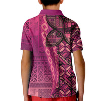 Samoan Pacific Tribal Flower Geometric Art Tattoos Kid Polo Shirt Siapo Pattern Romantic Rose - Polynesian Pride