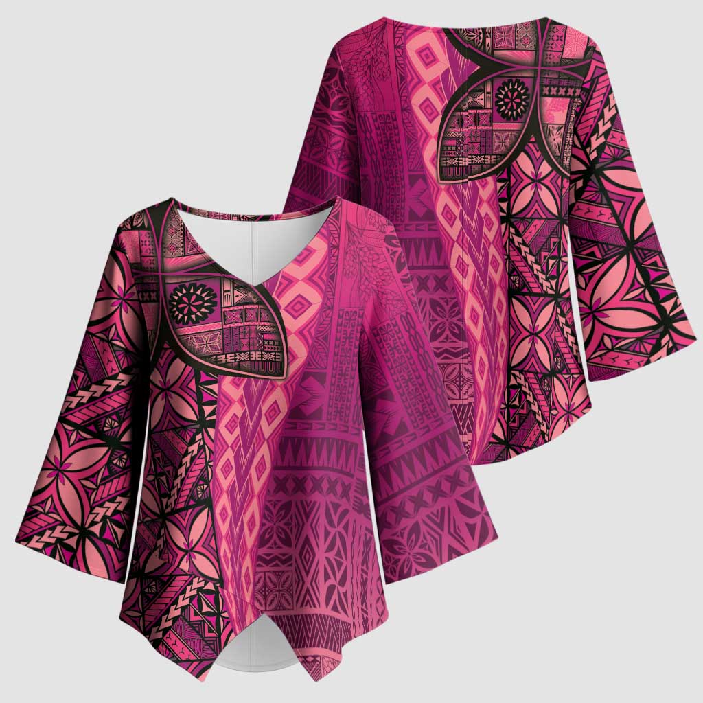 Samoan Pacific Tribal Flower Geometric Art Tattoos Kimono Sleeve Blouse Siapo Pattern Romantic Rose - Polynesian Pride