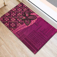 Samoan Pacific Tribal Flower Geometric Art Tattoos Rubber Doormat Siapo Pattern Romantic Rose - Polynesian Pride