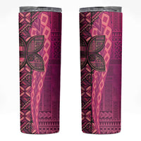 Samoan Pacific Tribal Flower Geometric Art Tattoos Skinny Tumbler Siapo Pattern Romantic Rose - Polynesian Pride