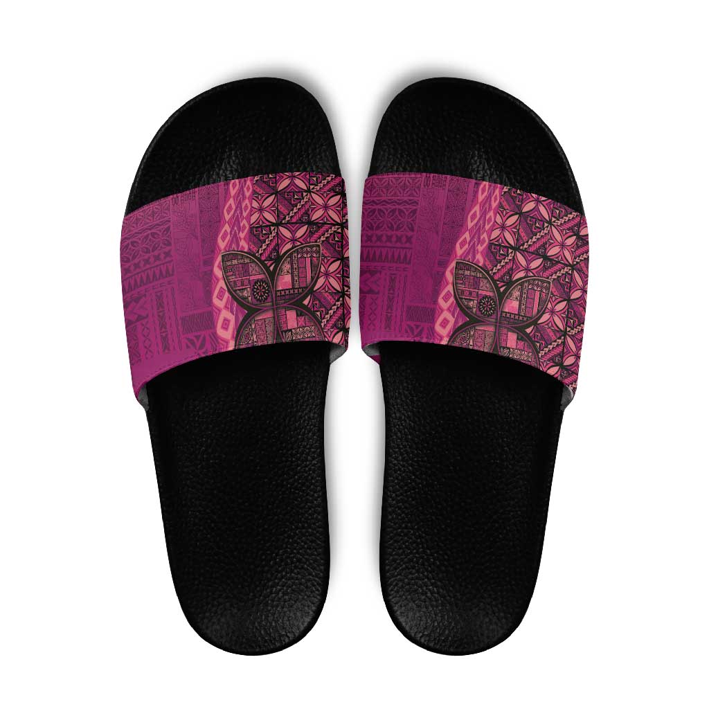 Samoan Pacific Tribal Flower Geometric Art Tattoos Slide Sandals Siapo Pattern Romantic Rose - Polynesian Pride