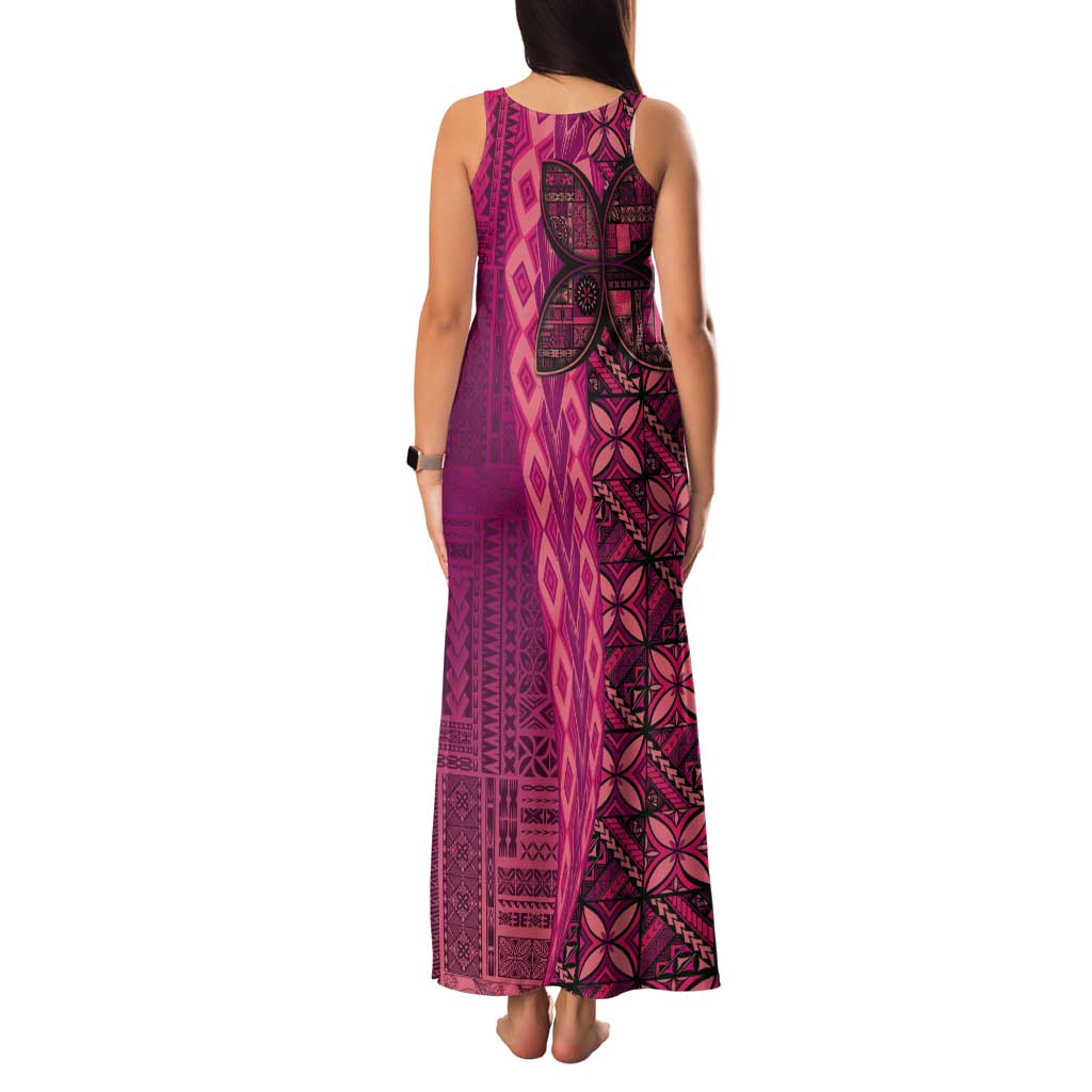 Samoan Pacific Tribal Flower Geometric Art Tattoos Tank Maxi Dress Siapo Pattern Romantic Rose - Polynesian Pride