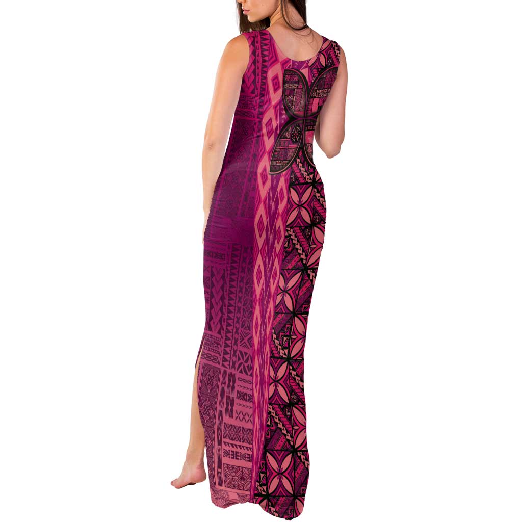 Samoan Pacific Tribal Flower Geometric Art Tattoos Tank Maxi Dress Siapo Pattern Romantic Rose - Polynesian Pride
