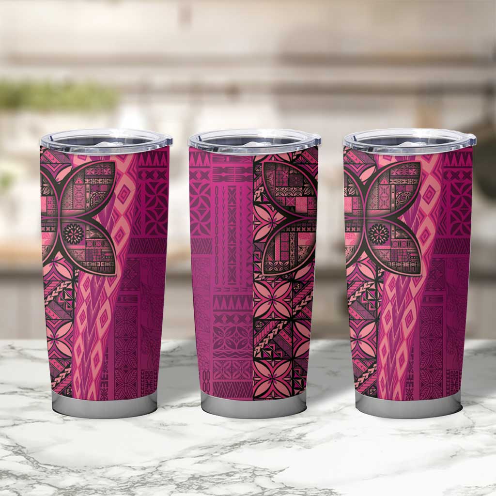 Samoan Pacific Tribal Flower Geometric Art Tattoos Tumbler Cup Siapo Pattern Romantic Rose - Polynesian Pride