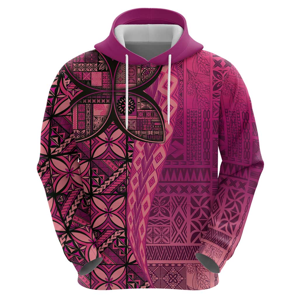 Samoan Pacific Tribal Flower Geometric Art Tattoos Zip Hoodie Siapo Pattern Romantic Rose - Polynesian Pride