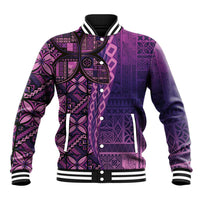 Samoan Pacific Tribal Flower Geometric Art Tattoos Baseball Jacket Siapo Pattern Purple Haze - Polynesian Pride