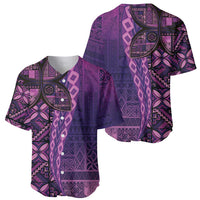 Samoan Pacific Tribal Flower Geometric Art Tattoos Baseball Jersey Siapo Pattern Purple Haze - Polynesian Pride