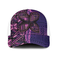 Samoan Pacific Tribal Flower Geometric Art Tattoos Baseball Net Cap Siapo Pattern Purple Haze - Polynesian Pride