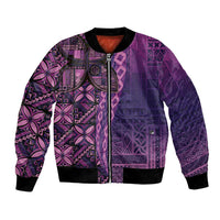 Samoan Pacific Tribal Flower Geometric Art Tattoos Bomber Jacket Siapo Pattern Purple Haze - Polynesian Pride