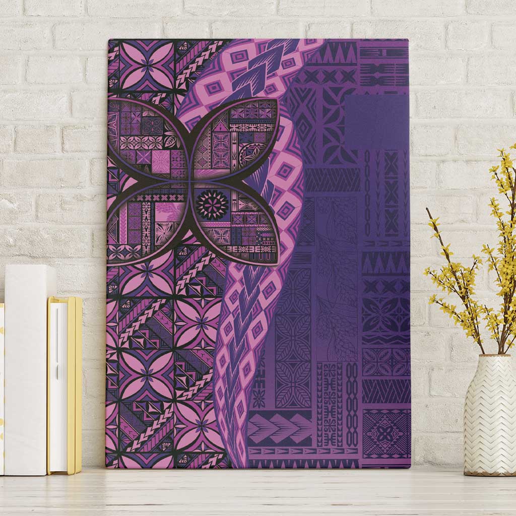 Samoan Pacific Tribal Flower Geometric Art Tattoos Canvas Wall Art Siapo Pattern Purple Haze - Polynesian Pride