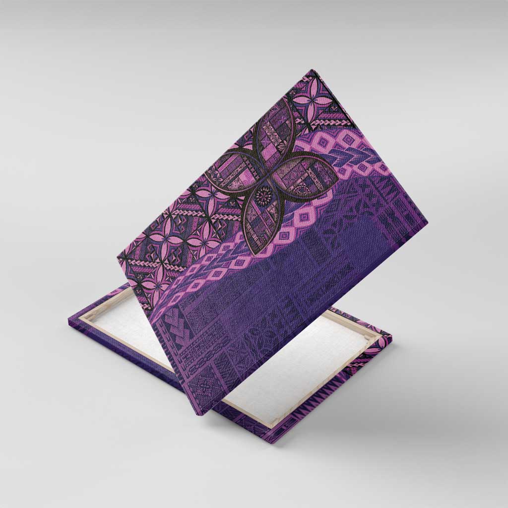 Samoan Pacific Tribal Flower Geometric Art Tattoos Canvas Wall Art Siapo Pattern Purple Haze LT03 With Frame Purple - Polynesian Pride