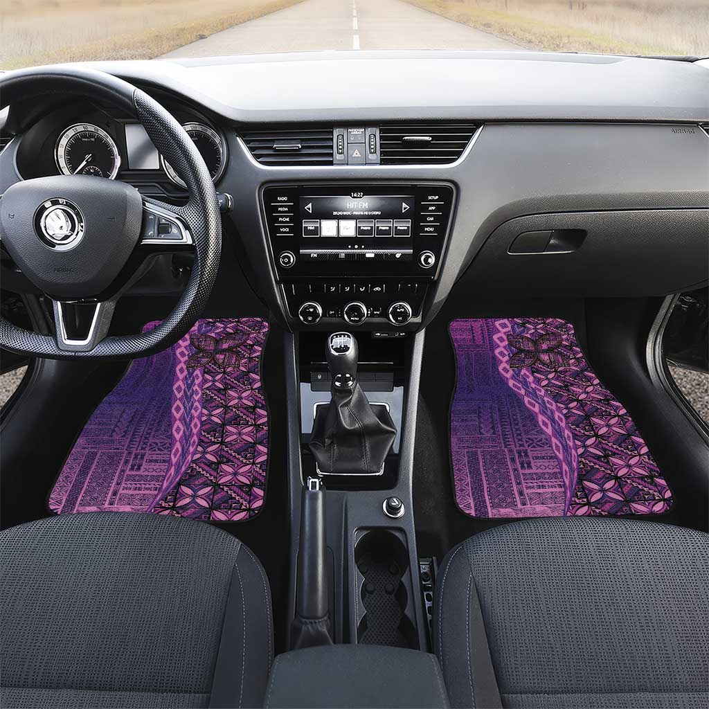 Samoan Pacific Tribal Flower Geometric Art Tattoos Car Mats Siapo Pattern Purple Haze - Polynesian Pride