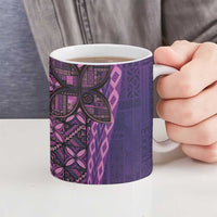 Samoan Pacific Tribal Flower Geometric Art Tattoos Ceramic Mug Siapo Pattern Purple Haze - Polynesian Pride