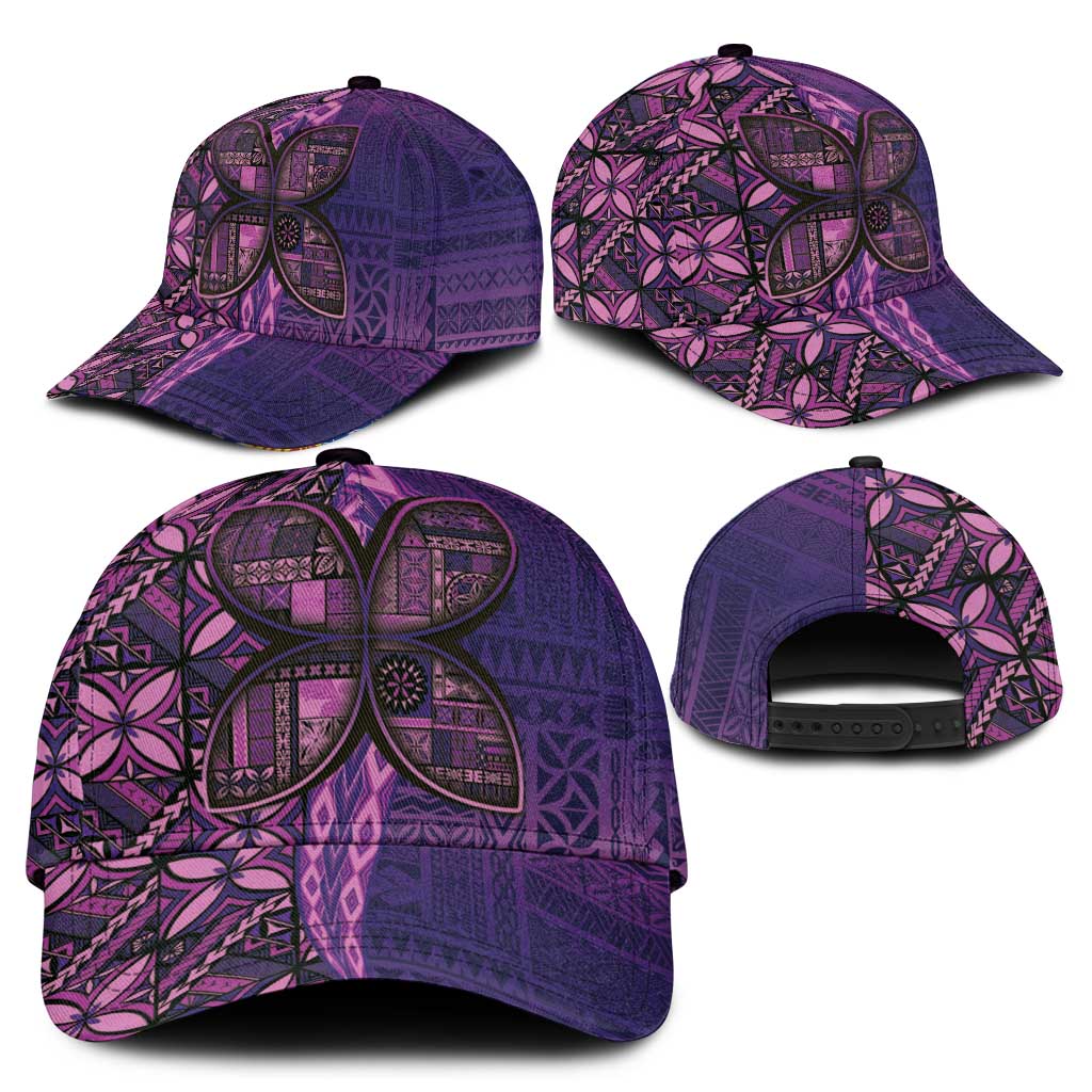 Samoan Pacific Tribal Flower Geometric Art Tattoos Classic Cap Siapo Pattern Purple Haze - Polynesian Pride