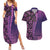 Samoan Pacific Tribal Flower Geometric Art Tattoos Couples Matching Summer Maxi Dress and Hawaiian Shirt Siapo Pattern Purple Haze - Polynesian Pride