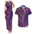 Samoan Pacific Tribal Flower Geometric Art Tattoos Couples Matching Tank Maxi Dress and Hawaiian Shirt Siapo Pattern Purple Haze - Polynesian Pride