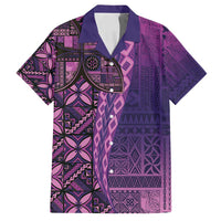Samoan Pacific Tribal Flower Geometric Art Tattoos Family Matching Long Sleeve Bodycon Dress and Hawaiian Shirt Siapo Pattern Purple Haze - Polynesian Pride