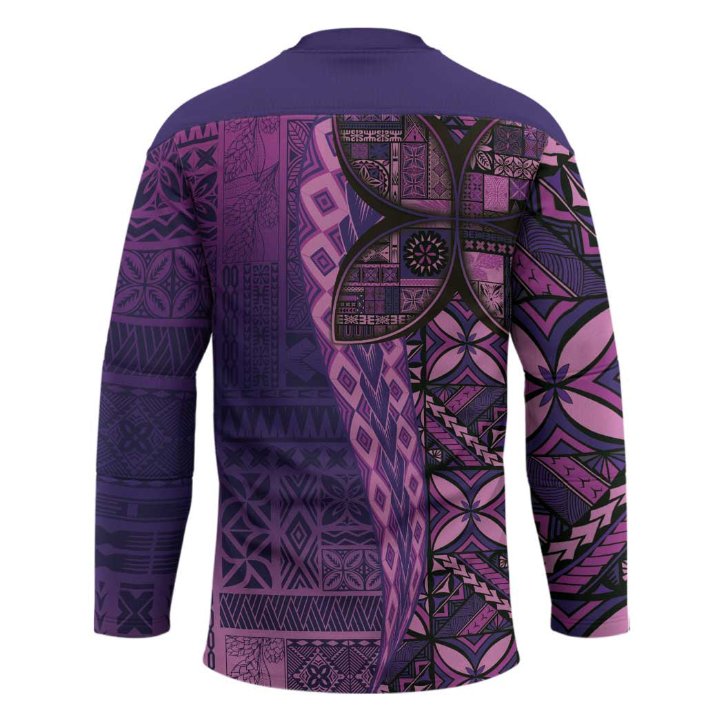 Samoan Pacific Tribal Flower Geometric Art Tattoos Hockey Jersey Siapo Pattern Purple Haze LT03 - Polynesian Pride
