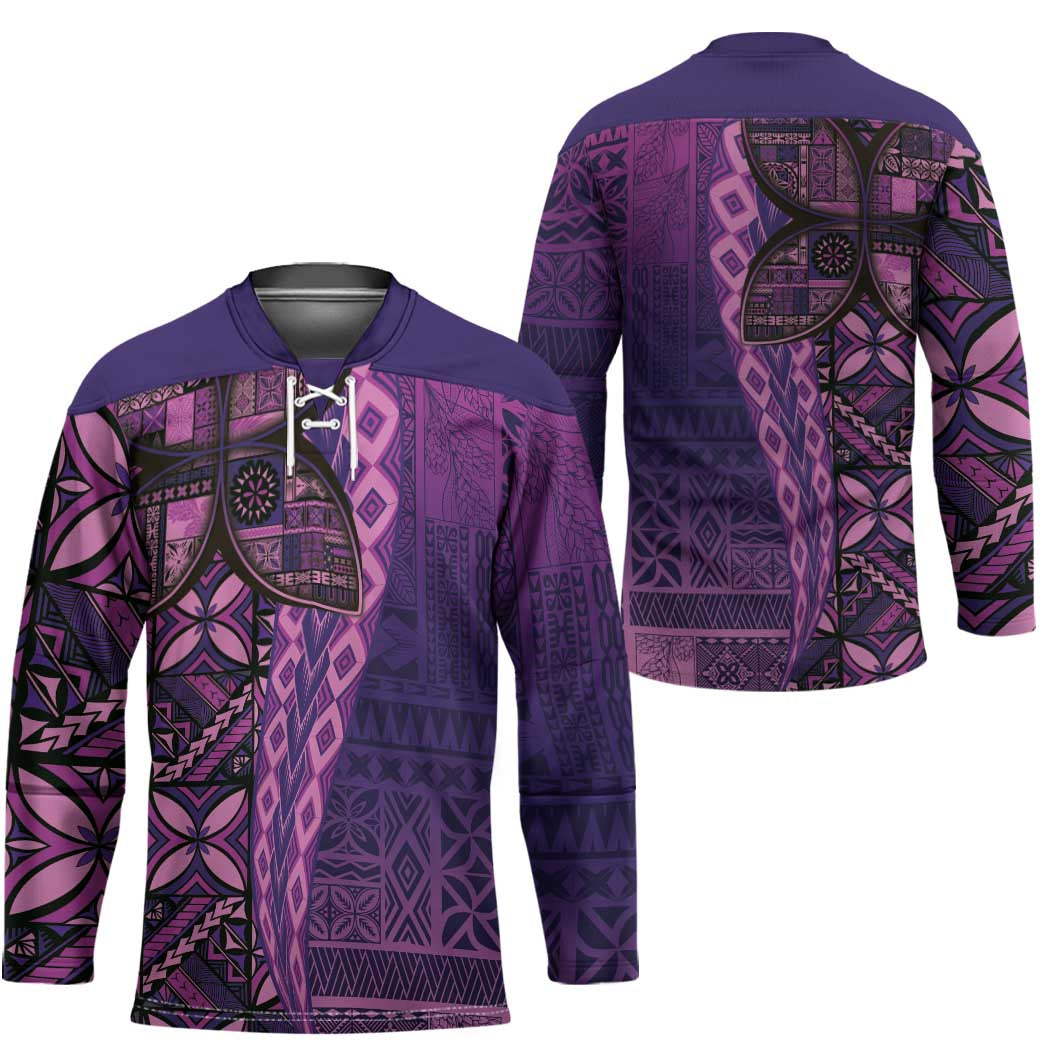 Samoan Pacific Tribal Flower Geometric Art Tattoos Hockey Jersey Siapo Pattern Purple Haze LT03 - Polynesian Pride