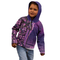 Samoan Pacific Tribal Flower Geometric Art Tattoos Kid Hoodie Siapo Pattern Purple Haze - Polynesian Pride