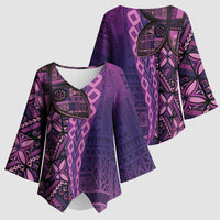 Samoan Pacific Tribal Flower Geometric Art Tattoos Kimono Sleeve Blouse Siapo Pattern Purple Haze - Polynesian Pride