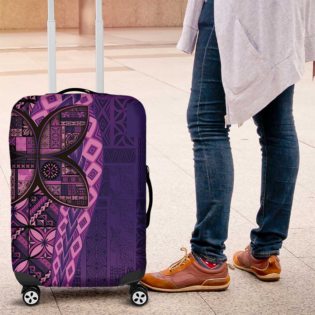 Samoan Pacific Tribal Flower Geometric Art Tattoos Luggage Cover Siapo Pattern Purple Haze - Polynesian Pride