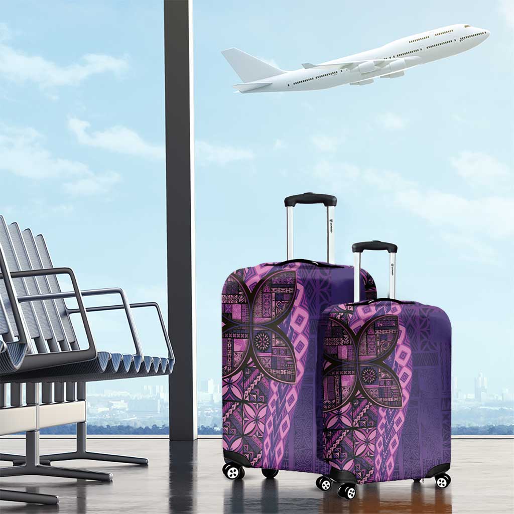 Samoan Pacific Tribal Flower Geometric Art Tattoos Luggage Cover Siapo Pattern Purple Haze - Polynesian Pride