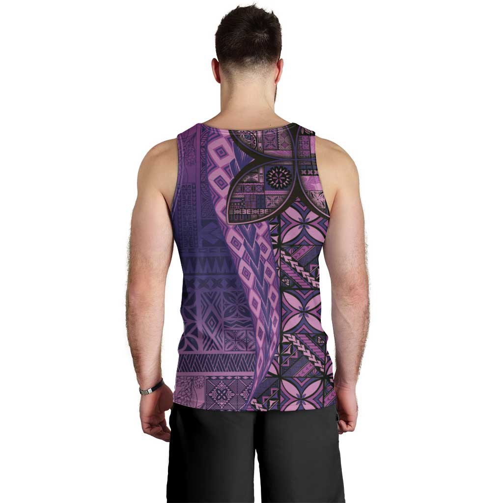 Samoan Pacific Tribal Flower Geometric Art Tattoos Men Tank Top Siapo Pattern Purple Haze - Polynesian Pride