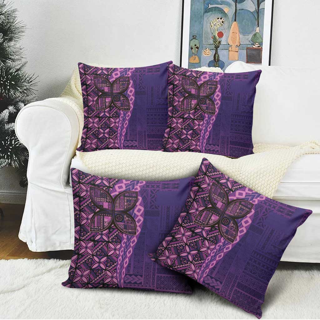 Samoan Pacific Tribal Flower Geometric Art Tattoos Pillow Cover Siapo Pattern Purple Haze - Polynesian Pride