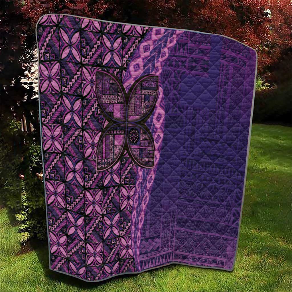 Samoan Pacific Tribal Flower Geometric Art Tattoos Quilt Siapo Pattern Purple Haze - Polynesian Pride