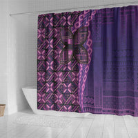 Samoan Pacific Tribal Flower Geometric Art Tattoos Shower Curtain Siapo Pattern Purple Haze - Polynesian Pride