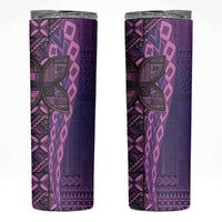 Samoan Pacific Tribal Flower Geometric Art Tattoos Skinny Tumbler Siapo Pattern Purple Haze - Polynesian Pride