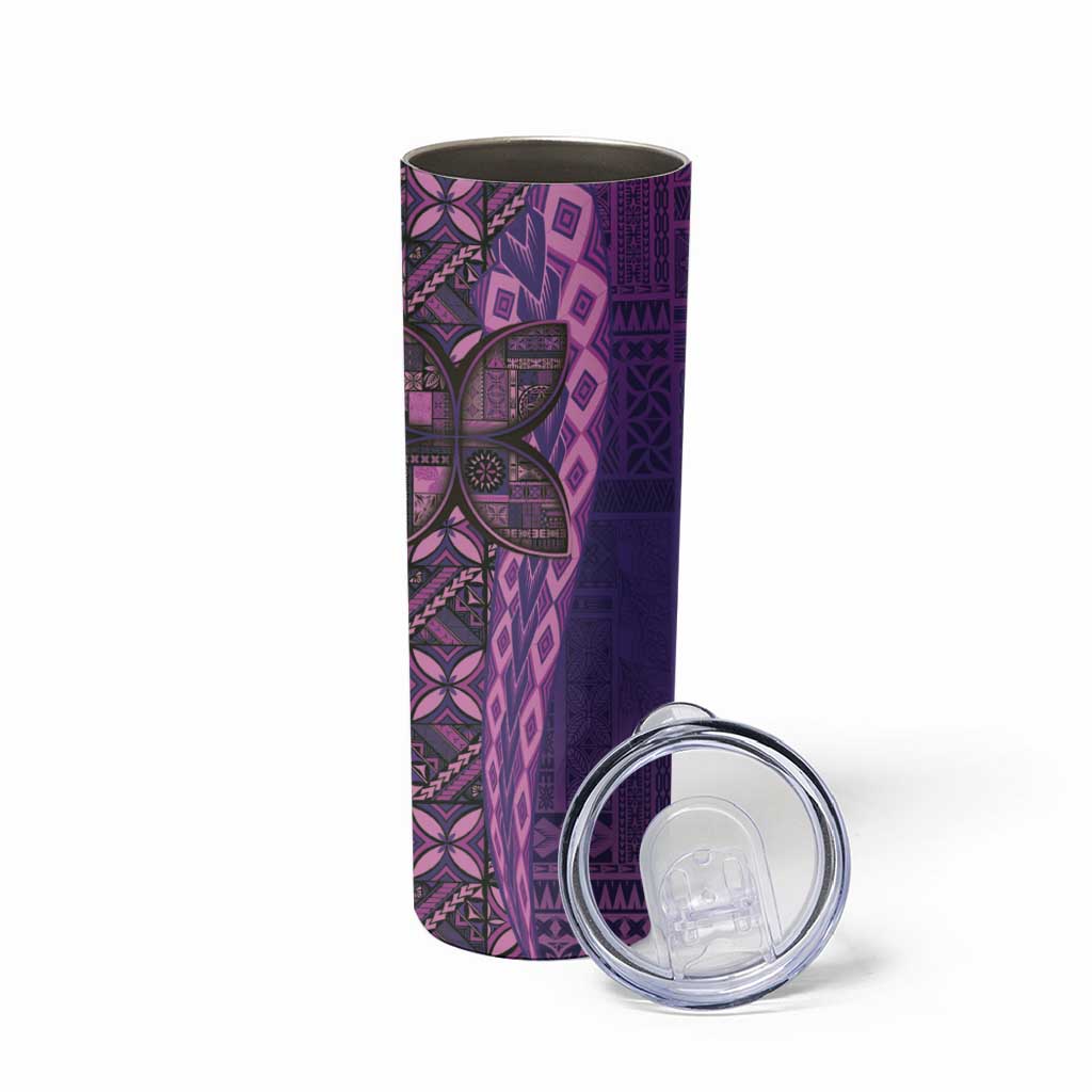 Samoan Pacific Tribal Flower Geometric Art Tattoos Skinny Tumbler Siapo Pattern Purple Haze - Polynesian Pride