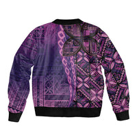 Samoan Pacific Tribal Flower Geometric Art Tattoos Sleeve Zip Bomber Jacket Siapo Pattern Purple Haze - Polynesian Pride
