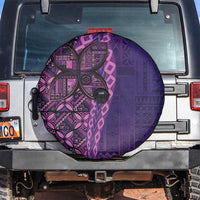 Samoan Pacific Tribal Flower Geometric Art Tattoos Spare Tire Cover Siapo Pattern Purple Haze - Polynesian Pride