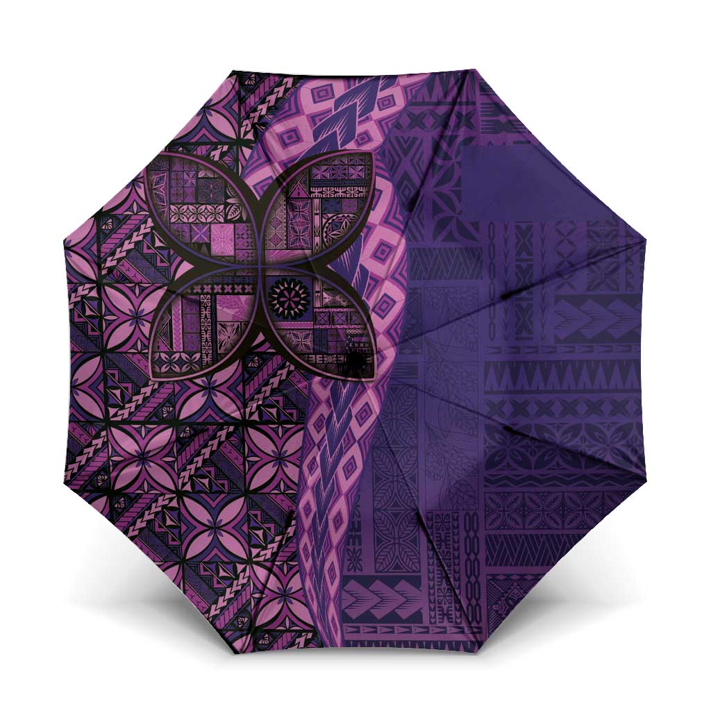 Samoan Pacific Tribal Flower Geometric Art Tattoos Umbrella Siapo Pattern Purple Haze - Polynesian Pride