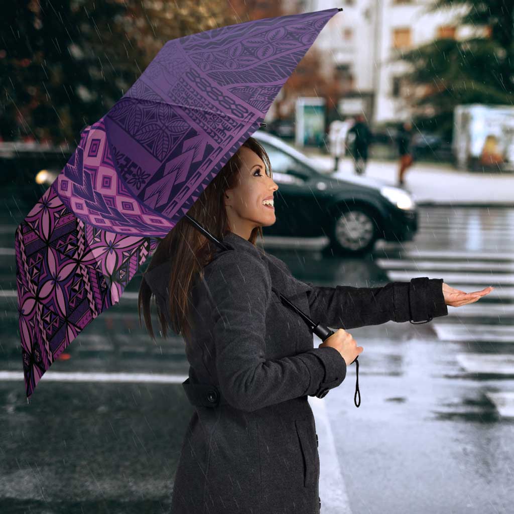 Samoan Pacific Tribal Flower Geometric Art Tattoos Umbrella Siapo Pattern Purple Haze - Polynesian Pride