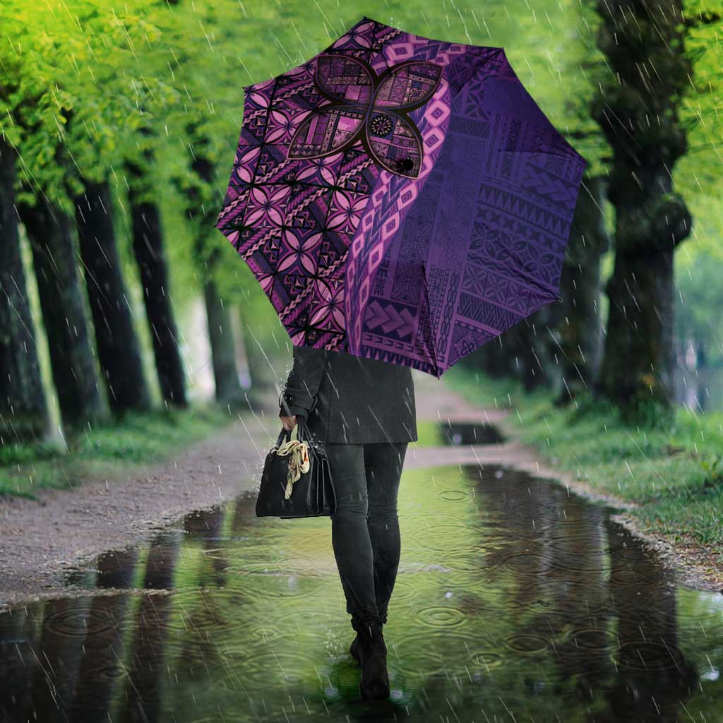 Samoan Pacific Tribal Flower Geometric Art Tattoos Umbrella Siapo Pattern Purple Haze - Polynesian Pride