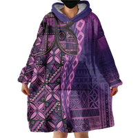 Samoan Pacific Tribal Flower Geometric Art Tattoos Wearable Blanket Hoodie Siapo Pattern Purple Haze - Polynesian Pride