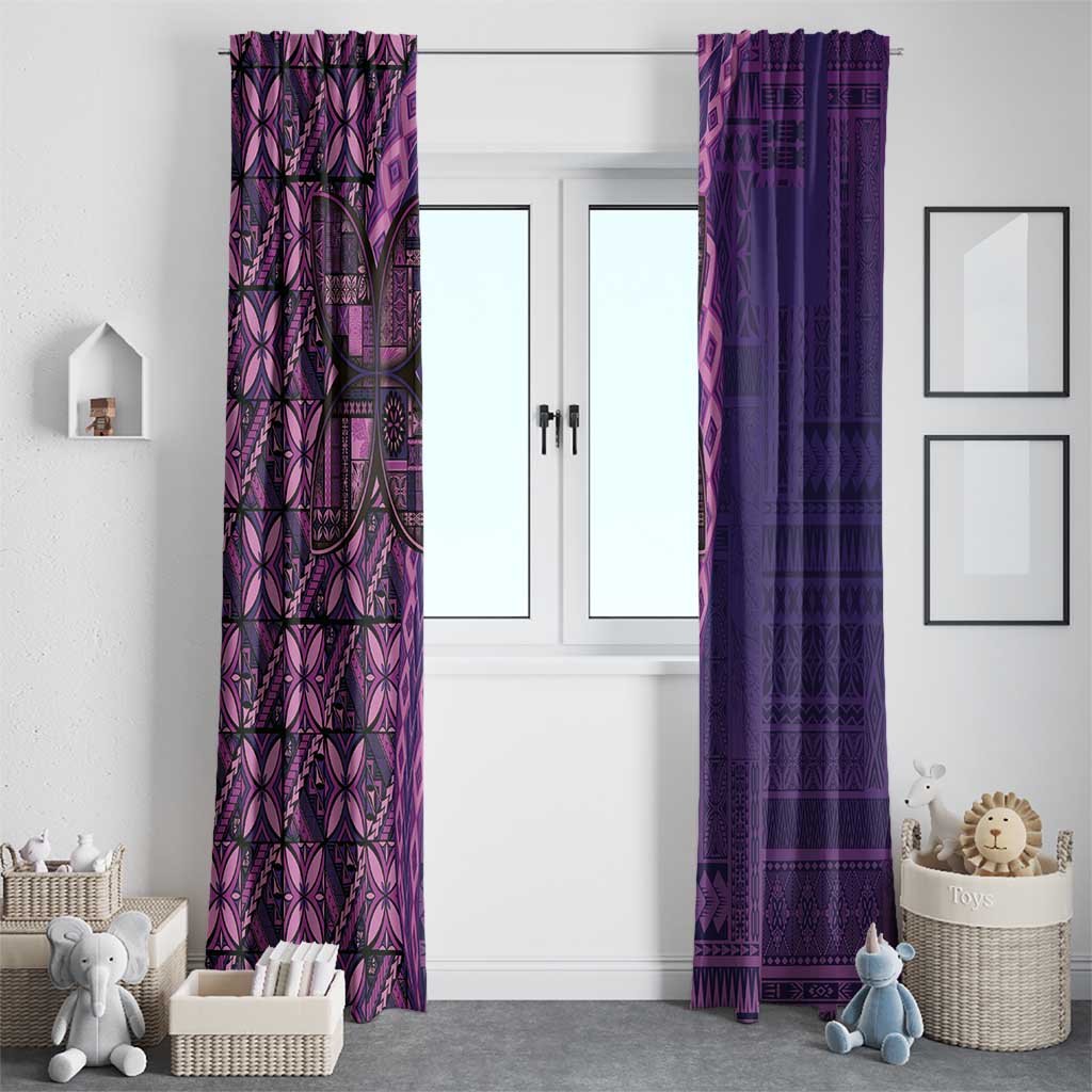 Samoan Pacific Tribal Flower Geometric Art Tattoos Window Curtain Siapo Pattern Purple Haze - Polynesian Pride