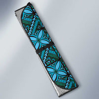 Samoan Pacific Tribal Flower Geometric Art Tattoos Auto Sun Shade Siapo Pattern Turquoise Tide - Polynesian Pride