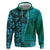 Samoan Pacific Tribal Flower Geometric Art Tattoos Hoodie Siapo Pattern Turquoise Tide - Polynesian Pride