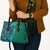 Samoan Pacific Tribal Flower Geometric Art Tattoos Leather Bag Siapo Pattern Turquoise Tide - Polynesian Pride
