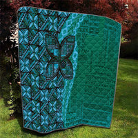 Samoan Pacific Tribal Flower Geometric Art Tattoos Quilt Siapo Pattern Turquoise Tide - Polynesian Pride
